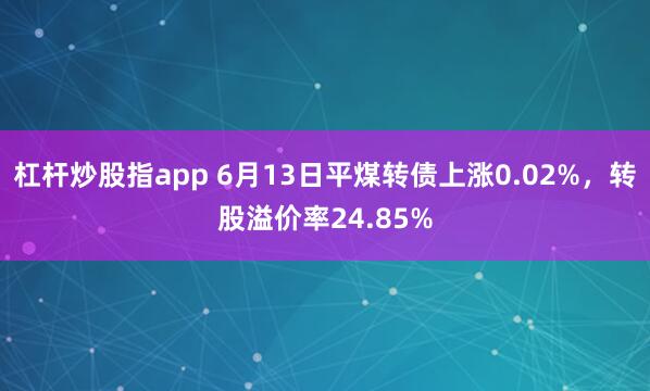 杠杆炒股指app 6月13日平煤转债上涨0.02%，转股溢价率24.85%