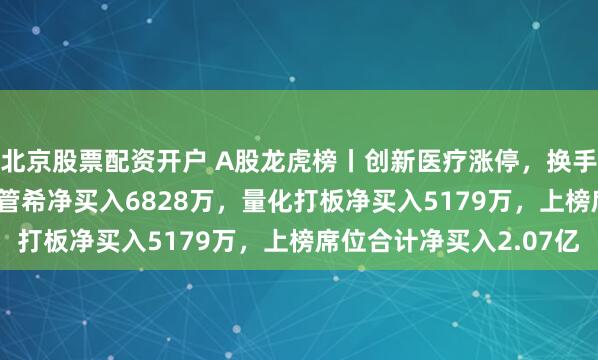 北京股票配资开户 A股龙虎榜丨创新医疗涨停，换手率31.78%，游资城管希净买入6828万，量化打板净买入5179万，上榜席位合计净买入2.07亿
