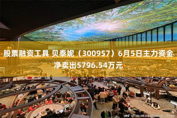 股票融资工具 贝泰妮（300957）6月5日主力资金净卖出5796.54万元