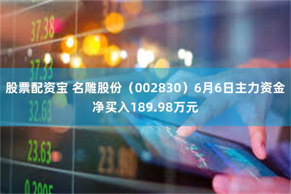 股票配资宝 名雕股份（002830）6月6日主力资金净买入189.98万元