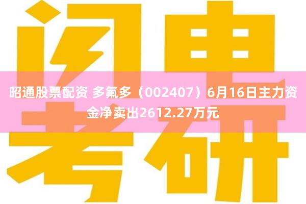 昭通股票配资 多氟多（002407）6月16日主力资金净卖出2612.27万元