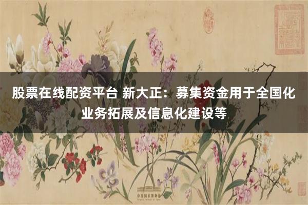 股票在线配资平台 新大正：募集资金用于全国化业务拓展及信息化建设等