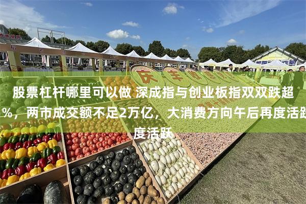 股票杠杆哪里可以做 深成指与创业板指双双跌超1%，两市成交额不足2万亿，大消费方向午后再度活跃