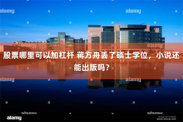 股票哪里可以加杠杆 蒋方舟丢了硕士学位,小说还能出版吗?