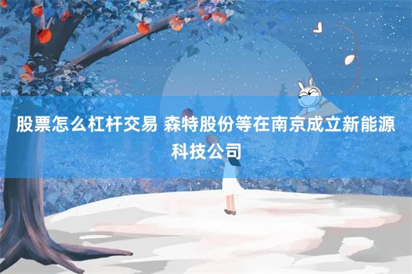 股票怎么杠杆交易 森特股份等在南京成立新能源科技公司