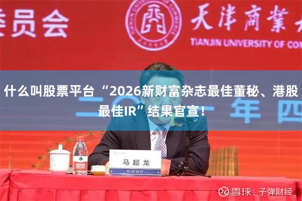 什么叫股票平台 “2026新财富杂志最佳董秘、港股最佳IR”结果官宣！