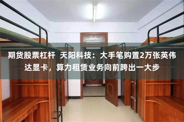 期货股票杠杆  天阳科技：大手笔购置2万张英伟达显卡，算力租赁业务向前跨出一大步