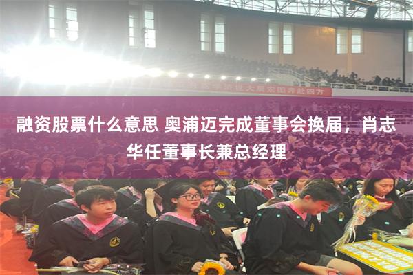 融资股票什么意思 奥浦迈完成董事会换届，肖志华任董事长兼总经理